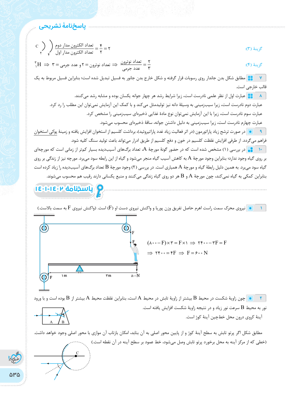 نمونه‌ای از صفحه درسنامه کتاب تست علوم نهم تیزهوشان خیلی سبز